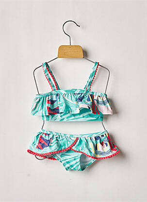 Maillot de bain 2 pièces effet matière satinée vert CATIMINI fille