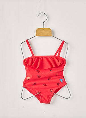 Maillot de bain 1 pièce tissage satiné rouge CATIMINI fille