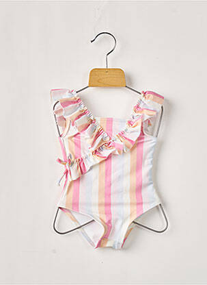 Maillot de bain 1 pièce imprimé rayures rose LILI GAUFRETTE fille