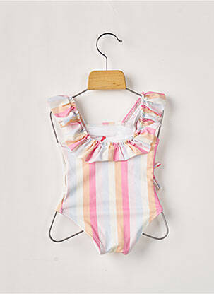 Maillot de bain 1 pièce tissage satiné rose LILI GAUFRETTE fille