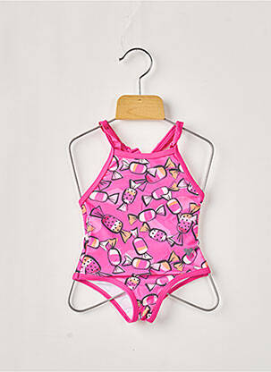 Maillot de bain 1 pièce tissage satiné rose CATIMINI fille