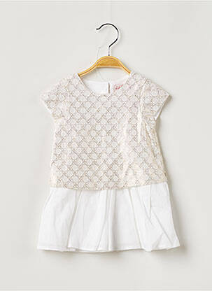 Robe mi-longue manches courtes manches courtes blanc CATIMINI fille