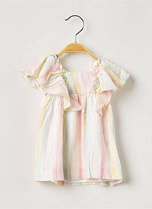 Robe mi-longue col carré manches courtes rose CATIMINI fille