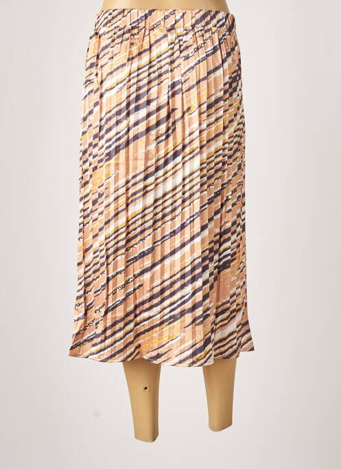 Jupe mi-longue taille normale beige JULIE GUERLANDE femme