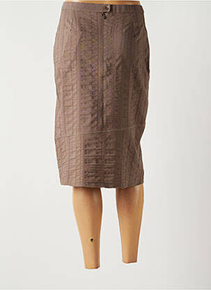 Jupe mi-longue stretch marron GUY DUBOUIS femme