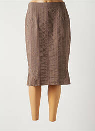 Jupe mi-longue taille élastique marron GUY DUBOUIS femme