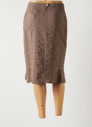 Jupe mi-longue stretch marron GUY DUBOUIS femme