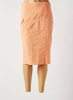 Jupe mi-longue coupe droite orange GUY DUBOUIS femme