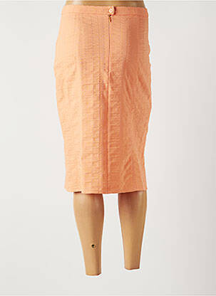 Jupe mi-longue coupe droite orange GUY DUBOUIS femme
