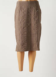 Jupe mi-longue taille élastique marron GUY DUBOUIS femme