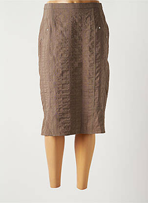 Jupe mi-longue taille élastique marron GUY DUBOUIS femme