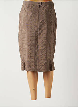 Jupe mi-longue stretch marron GUY DUBOUIS femme