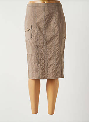 Jupe mi-longue taille normale marron GUY DUBOUIS femme