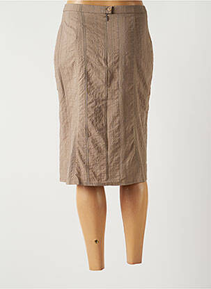 Jupe mi-longue stretch marron GUY DUBOUIS femme