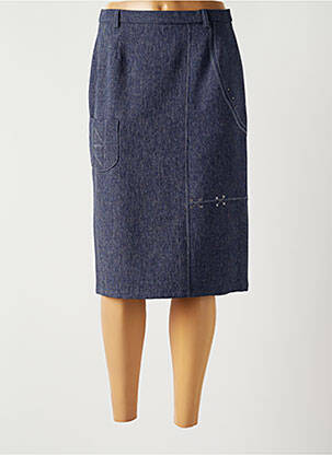 Jupe mi-longue taille normale bleu GUY DUBOUIS femme
