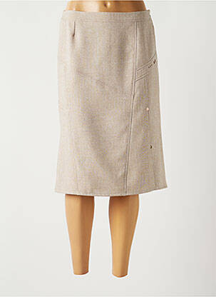 Jupe mi-longue stretch marron GUY DUBOUIS femme