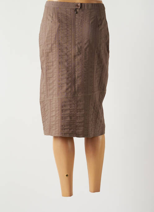 Jupe mi-longue marron GUY DUBOUIS pour femme