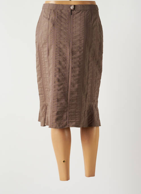 Jupe mi-longue marron GUY DUBOUIS pour femme