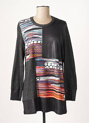 Pull tunique tissage lainage manches longues gris GUY DUBOUIS femme