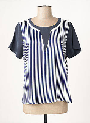 Top coupe fluide manches courtes bleu GUY DUBOUIS femme