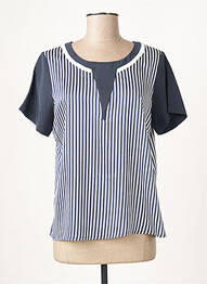Top coupe fluide manches courtes bleu GUY DUBOUIS femme