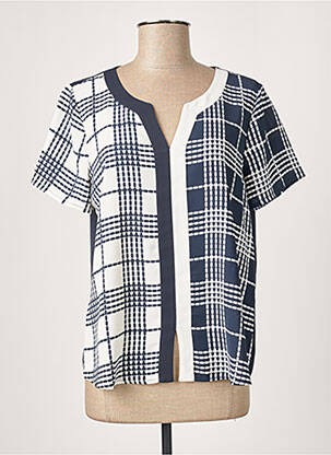 Top tissage crêpe manches courtes bleu GUY DUBOUIS femme
