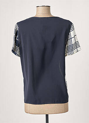 Top tissage crêpe manches courtes bleu GUY DUBOUIS femme