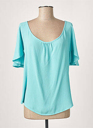 Top coupe fluide manches courtes bleu GUY DUBOUIS femme