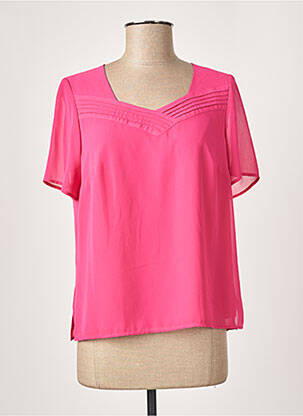 Top coupe fluide manches courtes rose GUY DUBOUIS femme