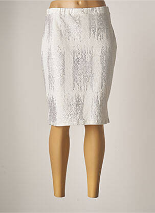 Jupe mi-longue stretch blanc GUY DUBOUIS femme