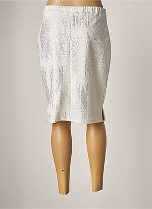 Jupe mi-longue stretch blanc GUY DUBOUIS femme