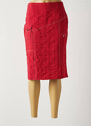Jupe mi-longue coupe droite rouge GUY DUBOUIS femme