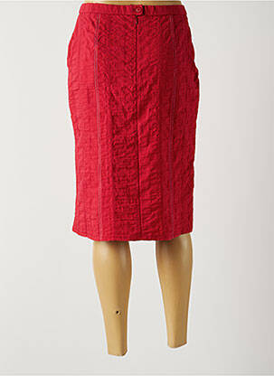 Jupe mi-longue coupe droite rouge GUY DUBOUIS femme