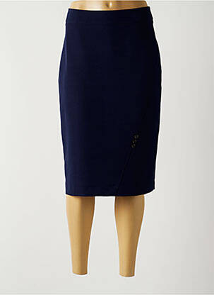 Jupe mi-longue stretch bleu GUY DUBOUIS femme