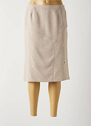 Jupe mi-longue stretch marron GUY DUBOUIS femme