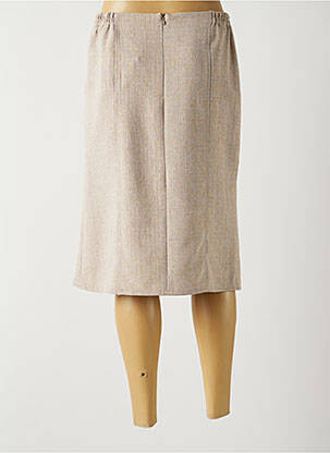 Jupe mi-longue stretch marron GUY DUBOUIS femme