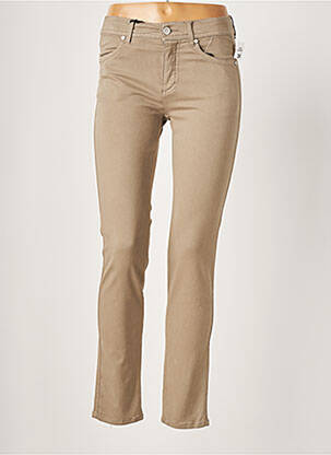 Pantalon slim broderie rivets taille normale beige ANNA MONTANA femme