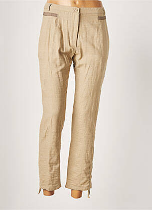 Pantalon 7/8 fermeture zippée sous rabat boutonné taille normale beige GUY DUBOUIS femme