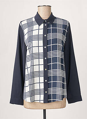 Chemisier tissage crêpe manches longues bleu GUY DUBOUIS femme