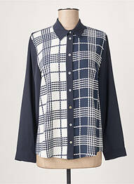 Chemisier tissage crêpe manches longues bleu GUY DUBOUIS femme