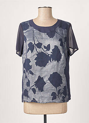 Blouse légère et transparente manches courtes bleu GUY DUBOUIS femme