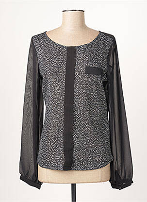 Blouse imprimé fantaisie manches longues noir GUY DUBOUIS femme