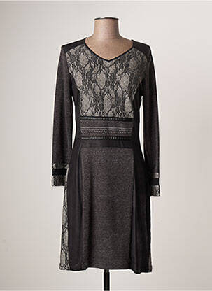 Robe pull coupe droite manches longues gris GUY DUBOUIS femme