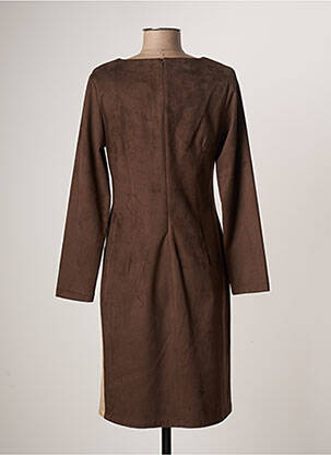 Robe mi-longue manches longues manches longues marron GUY DUBOUIS femme