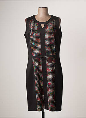 Robe mi-longue imprimé fantaisie sans manche noir GUY DUBOUIS femme