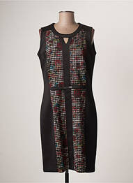 Robe mi-longue imprimé fantaisie sans manche noir GUY DUBOUIS femme