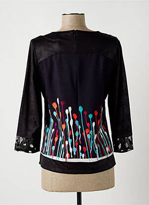 Top imprimé fantaisie manches 3/4 noir GUY DUBOUIS femme