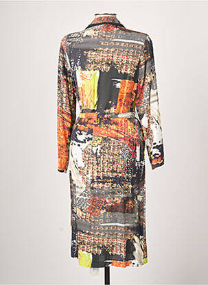 Robe mi-longue imprimé fantaisie manches longues noir GUY DUBOUIS femme