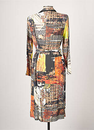 Robe mi-longue imprimé fantaisie manches longues noir GUY DUBOUIS femme