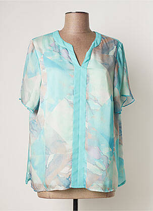 Blouse manches courtes manches courtes bleu GUY DUBOUIS femme
